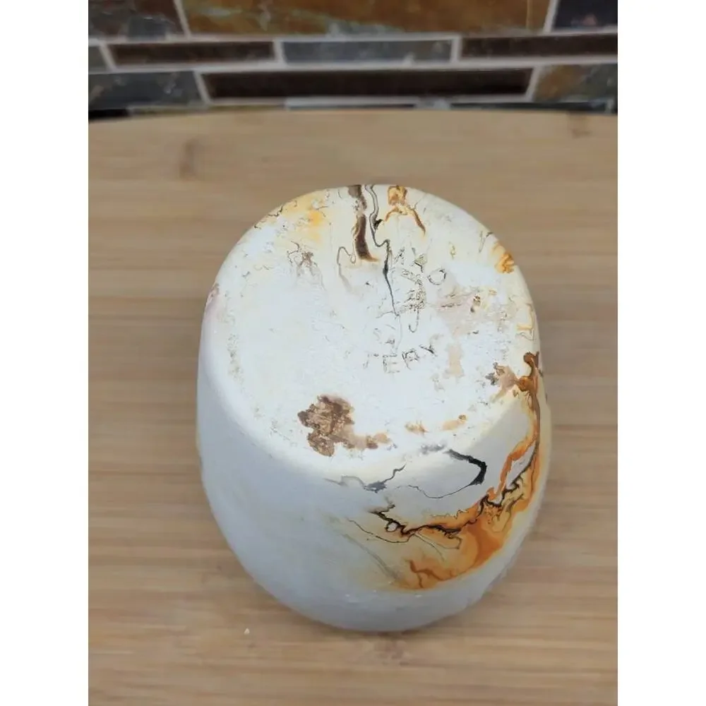 Vintage Nemadji Pottery Swirl Vase Orange Brown Cream Marbled Art Decor USA